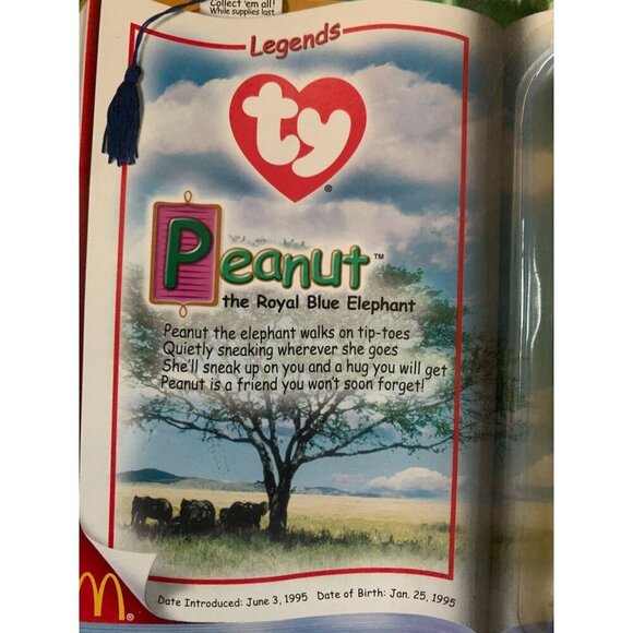 TY McDonalds Teenie Beanie Babies 2000 "Peanut" The Elephant 4" Plush Toy NIB - Picture 3 of 4